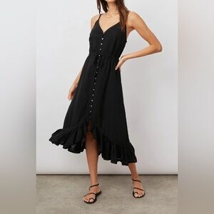 Rails Frida Black Lace Linen Blend Midi Dress - Women’s XXS